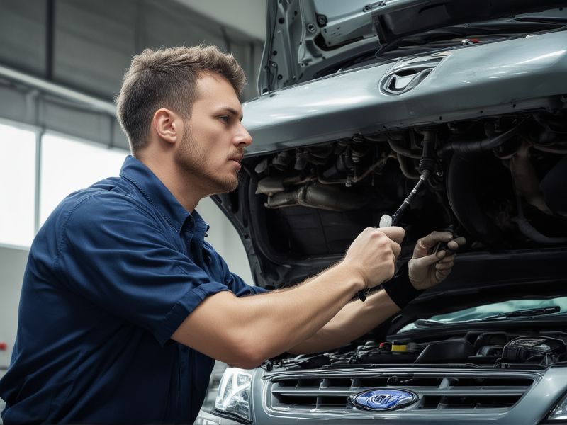 Professional automotive technician at work