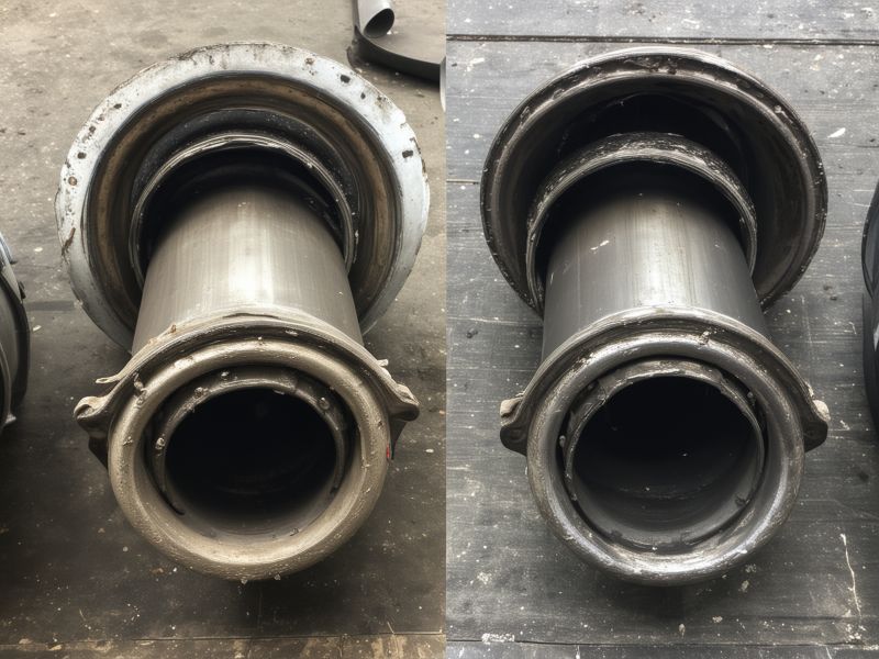 Before and after exhaust repair comparison