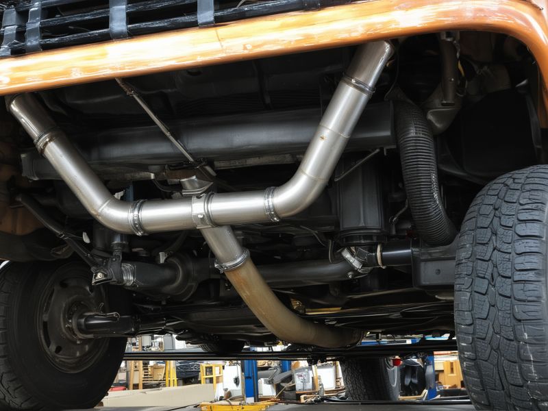 Complete exhaust system replacement on pickup truck